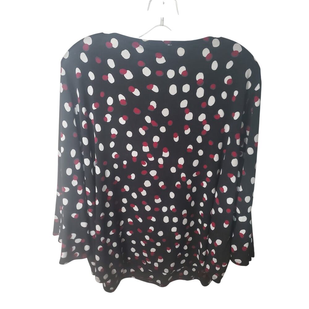 CARMEN Carmen Marc Valvo Black/White/Crimson Blouse, 2X - Picture 3 of 4